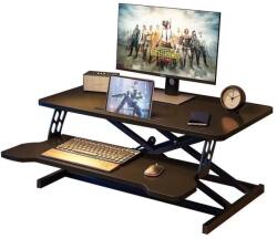 Íróasztal, ergonomikus, állítható, laptophoz, fémből és mdf-ből, billentyűzet tartóval, modern és elegáns designnal