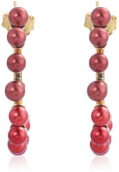  Arannyal Bevont Ezüst Fülbevaló Vörös Édesvízi Gyönggyel, XELP33