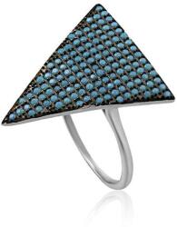  Ezüst Háromszög Gyűrű - Türkiz Cirkónia - 54-es