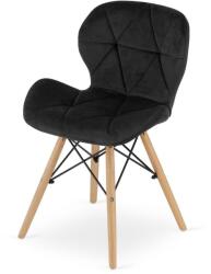  Skandináv stílusú szék, Mercaton, Lago, bársony, fa, fekete, 48x43x74 cm