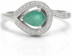  Ezüst Gyűrű Brazil Smaragddal és Fehér Topázzal, XMP033/57