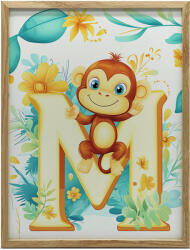  FEKETE KERETES FALI PLAKÁT MOSOLYGÓ MAJOM LETTER M 70x100 CM