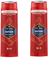 Old Spice Captain 3 az 1-ben tusfürdő és sampon férfiaknak (2x400 ml) - pelenka - 2 399 Ft