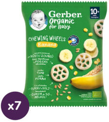 Gerber Organic banános gabona snack, 10 hónapos kortól, (7x28 g)