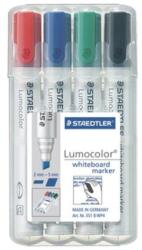 STAEDTLER Markere pentru tablă albă și flipchart, set, vârf teșit, STAEDTLER "Lumocolor 351 B", 4 culori diferite, 4 buc