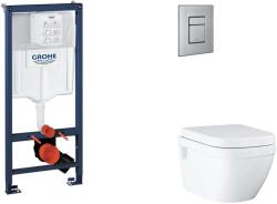 GROHE Rapid SL - Készlet fali beépítéshez, WC, SoftClose ülőkével és Skate Cosmopolitan gombbal, csiszolt rozsdamentes acél SANI11BB2121 (SANI11BB2121)