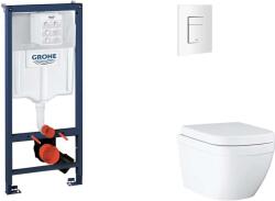 GROHE Rapid SL - Készlet fali beépítéshez, WC, SoftClose ülőkével és Skate Cosmopolitan gombbal, Triple Vortex, alpesi fehér SANI11BB3121 (SANI11BB3121)