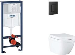 GROHE Rapid SL - Készlet fali beépítéshez, WC, SoftClose ülőkével és Even gombbal, Triple Vortex, phantom black SANI11BB5116 (SANI11BB5116)