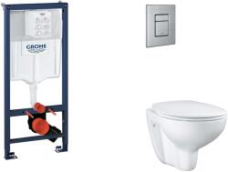 GROHE Rapid SL - Készlet fali beépítéshez, WC, SoftClose ülőkével és Skate Cosmopolitan gombbal, csiszolt rozsdamentes acél SANI11BB2115 (SANI11BB2115)