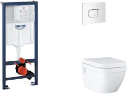 GROHE Rapid SL - Készlet fali beépítéshez, WC, SoftClose ülőkével és Arena Cosmopolitan gombbal, alpesi fehér SANI11BB3128 (SANI11BB3128)