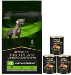 PRO PLAN PRO PLAN Veterinary Diets HA Hypoallergén Száraz kutyatáp 11kg + WILD FARM Monoprotein Vaddisznó 3x800g hipoallergén kutyatápok