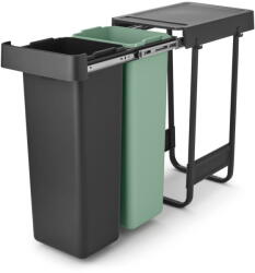Brabantia Вградено пластмасово кошче за боклук за рециклиране в цвят мента и тъмносиво 60 l Sort&Go - Brabantia (232527)