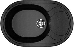 Ulgran U-610-308 Csepegtetőtálcás Gránit Mosogató - Ovális, Szemcsés Fekete (U-610-308) - watermarkt