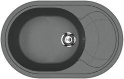 Ulgran U-610-343 Csepegtetőtálcás Gránit Mosogató - Ovális, Antracit (U-610-343) - watermarkt