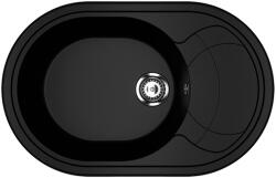 Ulgran U-610-344 Csepegtetőtálcás Gránit Mosogató - Ovális, Matt Fekete (U-610-344) - watermarkt