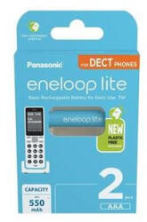 Panasonic Tölthető elem, AAA mikro, 2x550 mAh Ni-MH, PANASONIC "Eneloop Lite (ELAKU18) - fapadospatron