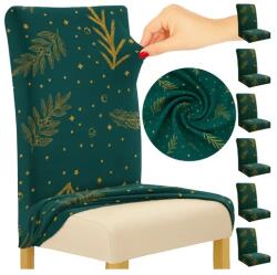 Ruhhy Rugalmas zöld székhuzat szett 6 db, karácsonyi motívummal, 65×35×40 cm (00026637)