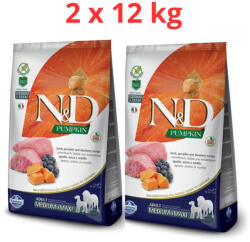 N&D Dog Grain Free Medium&Maxi Bárány, Áfonya Sütőtökkel 2x12kg