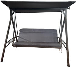 ROJAPLAST Rattan Fém Kerti Hintaágy - Barna