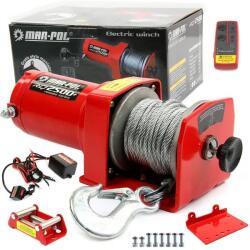 MAR-POL RQ2500+ drótköteles csörlő távirányítóval 12V 1133kg M80762 (M80762)