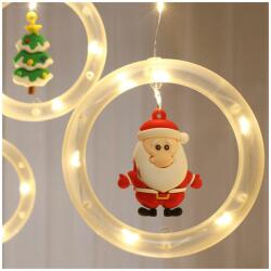 alloet Karácsonyi Fényfüzér 10 Db Gyűrűvel, 5 Féle Dísszel - Lógó Ablakdísz 110LED, 3M, Hidegfehér X205