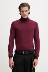 HUGO BOSS gyapjú pulóver könnyű, rózsaszín, garbónyakú - burgundia S