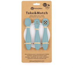 PETITEMARS PETITE&MARS Szilikon gyakorló kanál szett 3 db Take&Match Frosted Sky 6m+