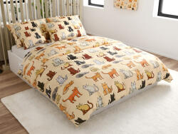  Mikroplüss ágyneműhuzat COLORED CATS krémszínű Ágyneműhuzat mérete: 2 db 70 x 90 cm | 200 x 220 cm