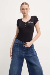 Guess t-shirt HENLEY OLYMPIA női, fekete, W4RP47 K1814 - fekete L
