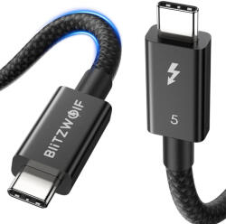 Blitwzolf BlitzWolf® BW-HCD8 - Type-C - Type-C Thunderbolt5 kábel - 50cm hossz, 240W töltési teljesítmény, 120Gbps adatávitel - 50cm