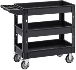 VEVOR 3 szintes szervizkocsi 249 kg teherbírású tálalókocsi fékezhető kerekekkel 103x43.5x85 cm polipropilén kocsi