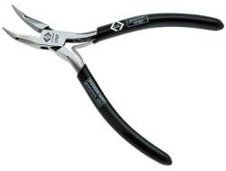 Carl Kammerling Elektronikai hegyes fogó, kétkomponensű 130 mm-es nyéllel, recézetlen behajlított pofával C. K. T3767