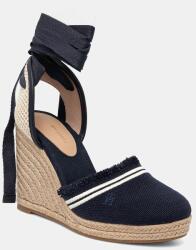 Tommy Hilfiger espadrilles FRINGE CANVAS HIGH WEDGE - sötétkék Női 40