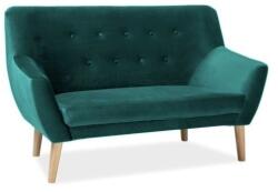 SIGNAL MEBLE Nordic II Bársony kanapé, zöld / természetes fa