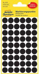 AVERY Etikett címke, o12mm, jelölésre, 54 címke/ív, 5 ív/doboz, Avery fekete (3140) - tintasziget