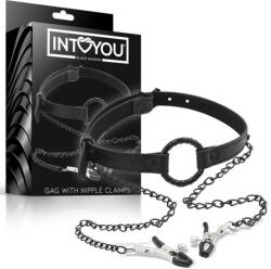 INTOYOU - szájpecek bimbócsipesszel (fekete) - erotikasziget