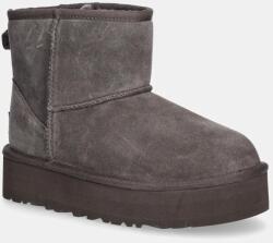 Ugg gyerek hócipő velúrból CLASSIC MINI PLATFORM barna - barna 33.5