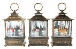  Dekoráció lámpás hóemberrel, rénszarvassal arany 3 féle 14x7cm, figura nem választható (2307174)