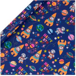  BSB tek. csomagolópapír (70x200 cm) sötétkék, űrhajós (5) (RJ34)