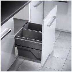 Hailo Hulladékgyűjtő szemetes 600 mm, 2x28 literes, sötétszürke, csillapított csukódással (HMK_3610841)