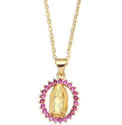HARAHU Szűz Mária Medailon Nyakék - Arany/Rózsaszín KP38856