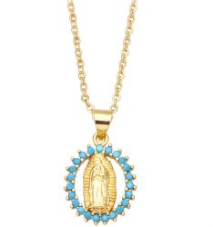 HARAHU Szűz Mária Medailon Nyakék - Arany/Kék KP38854