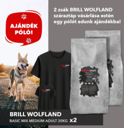  Brill Wolfland basic mix medium adult 20kg x2 csomagajánlat ajándék Brill pólóval