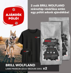  Brill Wolfland lamb premium adult medium 20kg x2 csomagajánlat ajándék Brill pólóval