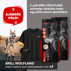  Brill Wolfland rabbit vadnyúl és rizs 12kg x2 csomagajánlat ajándék Brill pólóval
