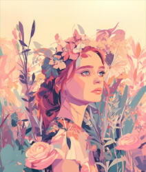 Takoy Fésült szabadidő anyag / futter Takoy PANEL 360g nő és virágok