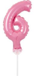 Godan Pink, Rózsaszín 6-os szám fólia lufi tortára 13 cm (MLG113624)