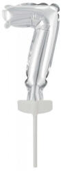 Amscan Silver, Ezüst 7-es szám fólia lufi tortára 13 cm (DPA9912691)