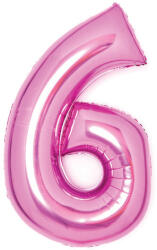 Amscan Pink, Rózsaszín 6-os szám fólia lufi 66 cm (DPA9914046)