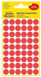 AVERY Etikett AVERY 3141 jelölőpont 12mm piros 270 darabos (3141) - papir-bolt